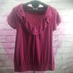 Ann Taylor Ruffled Cotton Top Size Medium